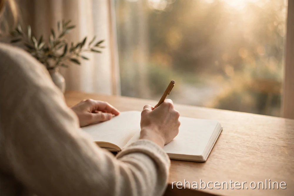 person journaling at a quiet desk