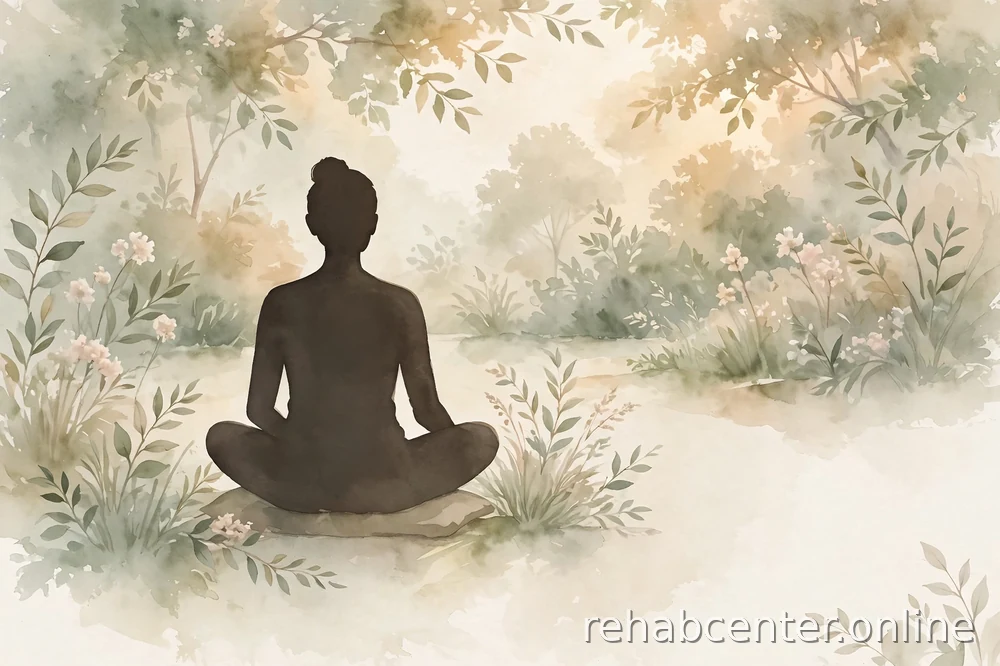 person meditating in a garden