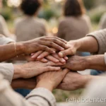 Building a Support Network in Recovery group of people talking in a circle