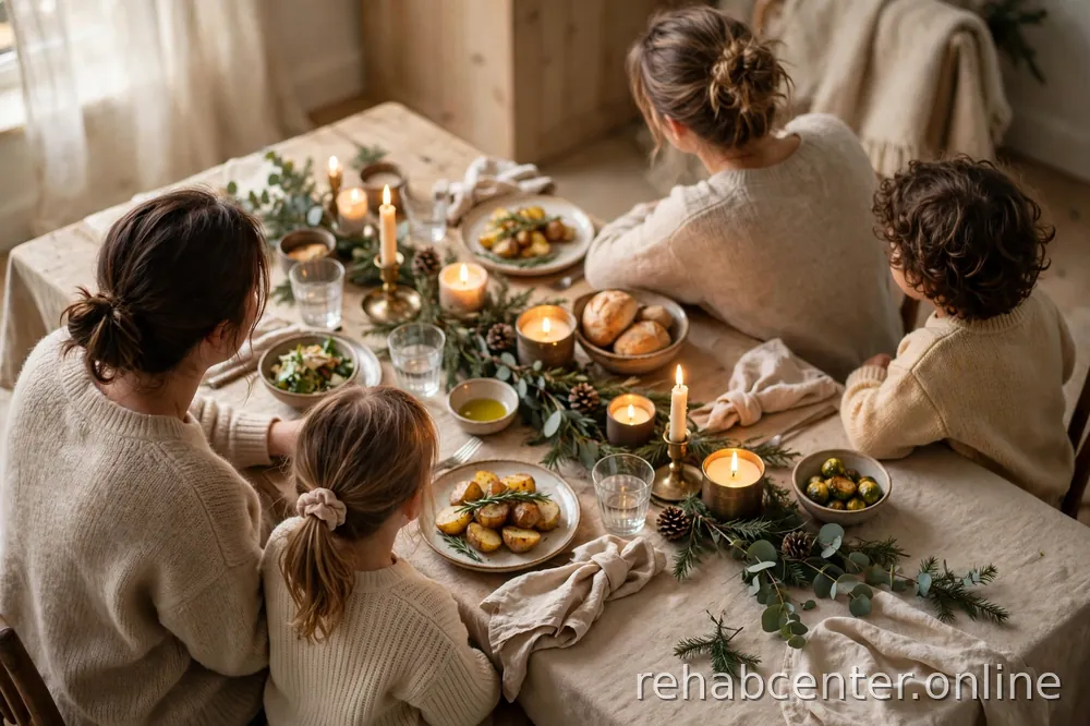 family gathering around a table