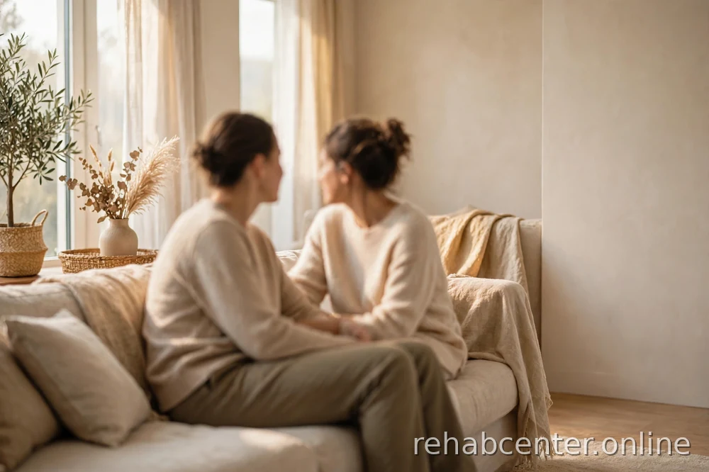 family talking together supportively